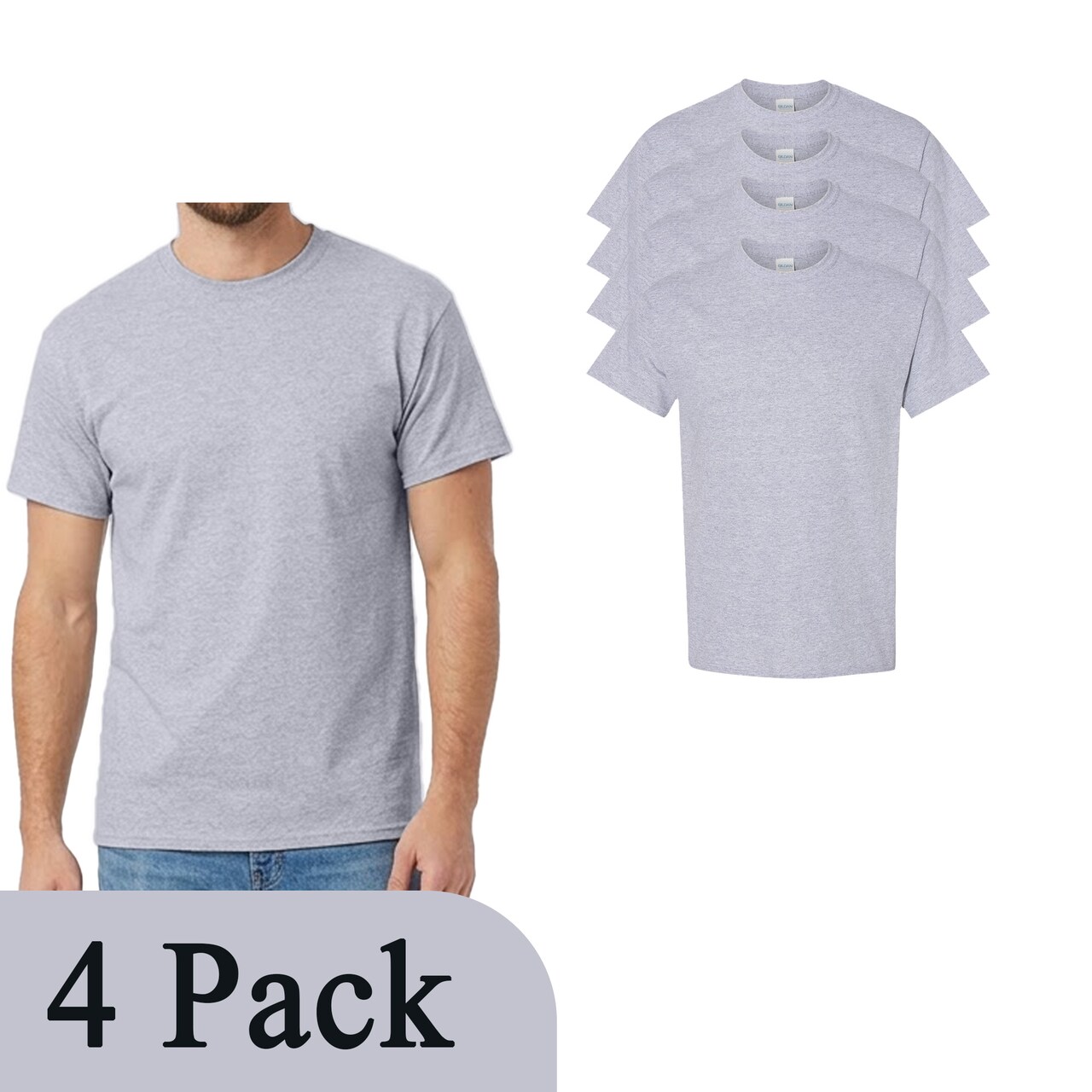 Gildan Unisex Heavy Cotton Sport Grey Craft Blank T-Shirt, HTV Projects (2–14 Pack)